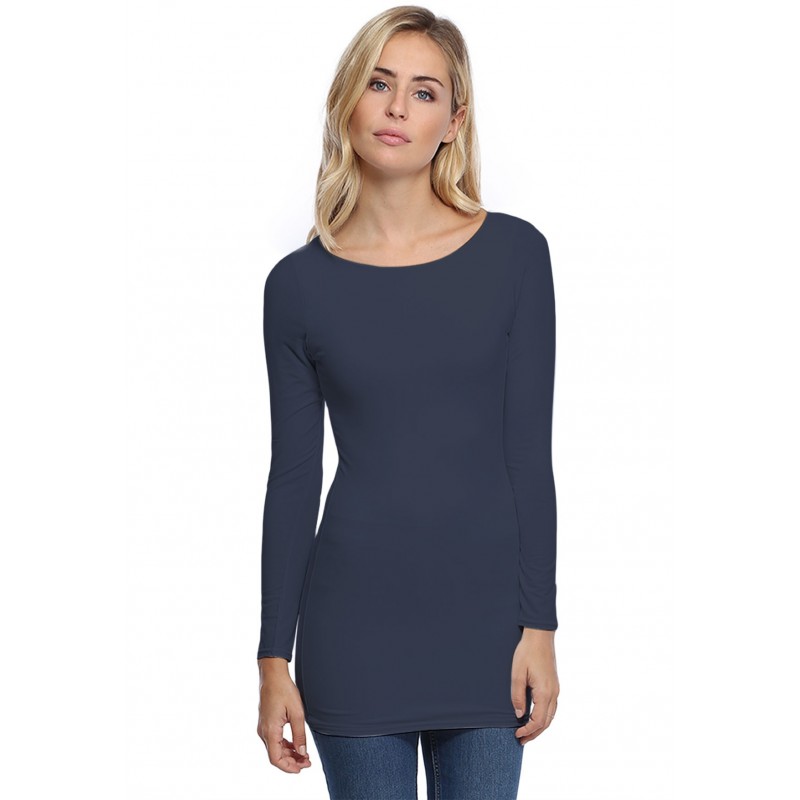 T-shirt long col bateau doublé devant DORIS T-shirt long col bateau doublé devant DORIS