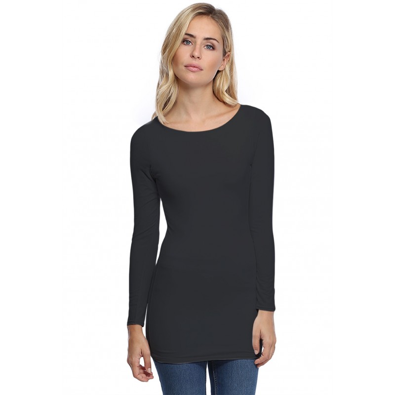 T-shirt long col bateau doublé devant DORIS T-shirt long col bateau doublé devant DORIS