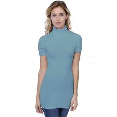 T-shirt long col roulé manches courtes en modal CINDY08