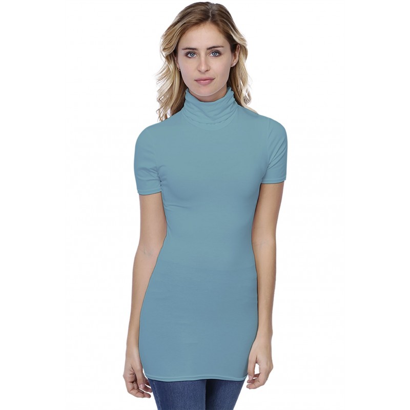 T-shirt long col roulé manches courtes en modal CINDY08 T-shirt long col roulé manches courtes en modal CINDY08