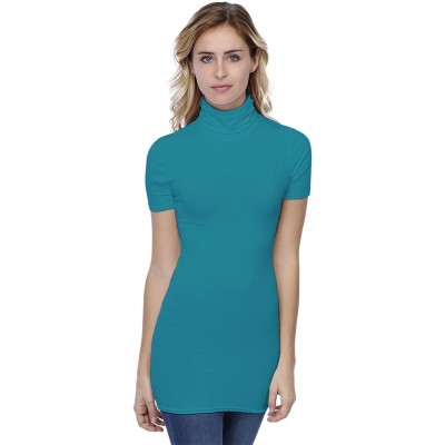T-shirt long col roulé manches courtes en modal CINDY08
