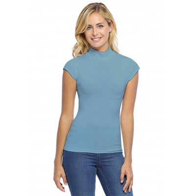 Tee-shirt col montant et petites manches capes en modal PENNY02