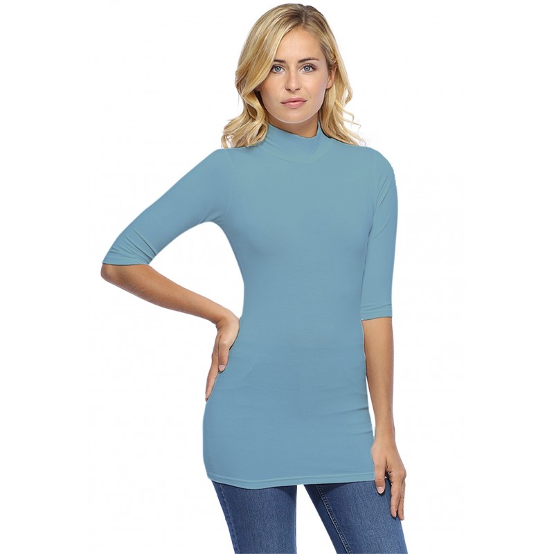 Tee-shirt long col montant et manches 3-4 en modal PENNY09 Tee-shirt long col montant et manches 3-4 en modal PENNY09