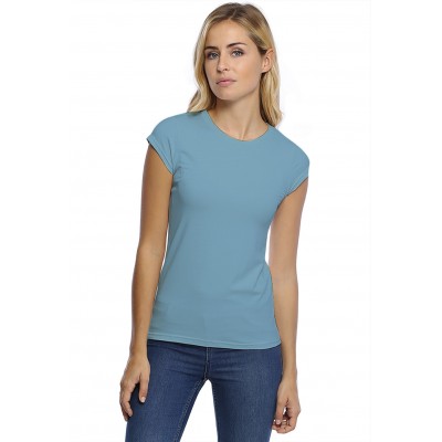T-shirt coupe droite ras du cou manches courtes capes en modal SACHA02