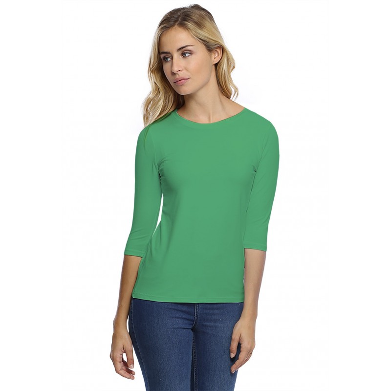 T-shirt coupe droite col ras du cou manches 3-4 en modal SACHA04 T-shirt coupe droite col ras du cou manches 3-4 en modal SACHA04