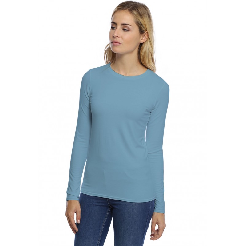 T-shirt coupe droite col ras du cou manches longues en modal SACHA05 T-shirt coupe droite col ras du cou manches longues en modal SACHA05