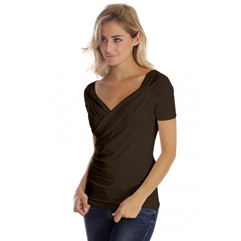 T-shirt cache-coeur manches courtes en modal GERRY01 T-shirt cache-coeur manches courtes en modal GERRY01
