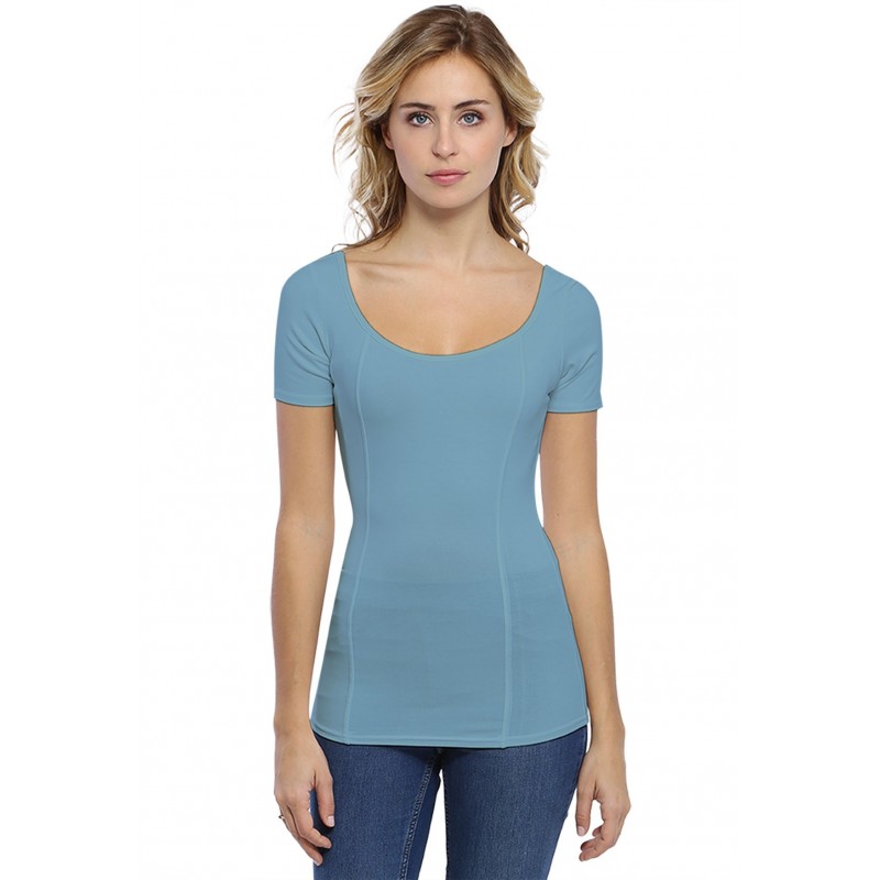 T-shirt avec surpiqures manches courtes en modal CATE03 T-shirt avec surpiqures manches courtes en modal CATE03