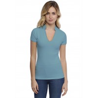 T-shirt col officier manches courtes en modal LOU02
