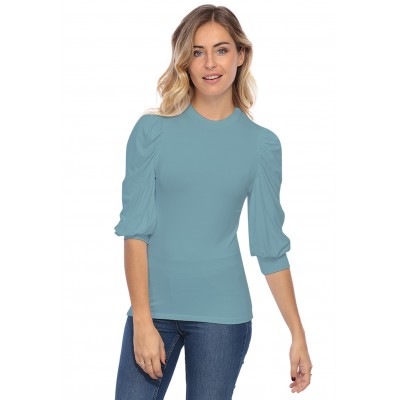 Tee-shirt col rond avec manches ballons LYANA