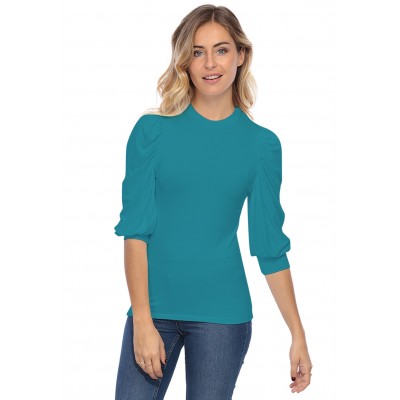 Tee-shirt col rond avec manches ballons LYANA