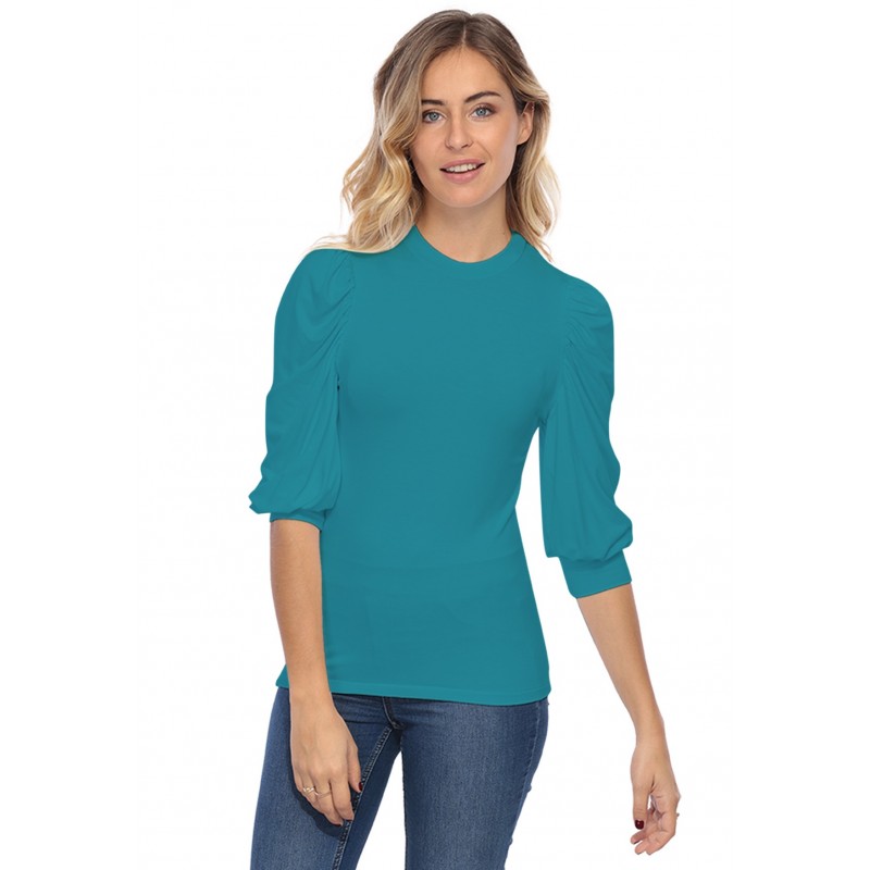 Tee-shirt col rond avec manches ballons LYANA Tee-shirt col rond avec manches ballons LYANA
