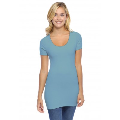 T-shirt long col rond manches courtes en modal ZAZA08