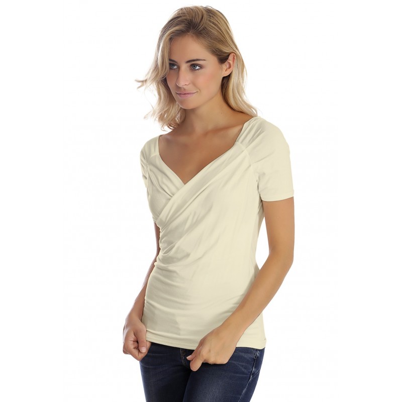 T-shirt cache-coeur manches courtes en modal GERRY01 T-shirt cache-coeur manches courtes en modal GERRY01