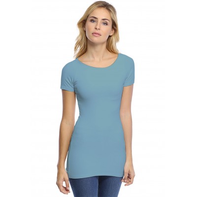 T-shirt long col bateau doublé devant manches courtes DORIS