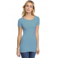 T-shirt long col bateau doublé devant manches courtes DORIS
