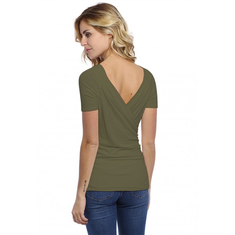 T-shirt cache-coeur manches courtes en modal GERRY01 T-shirt cache-coeur manches courtes en modal GERRY01