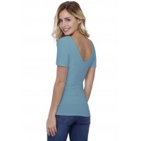 T-shirt col V doublé devant et derrière manches courtes en modal VIVI03