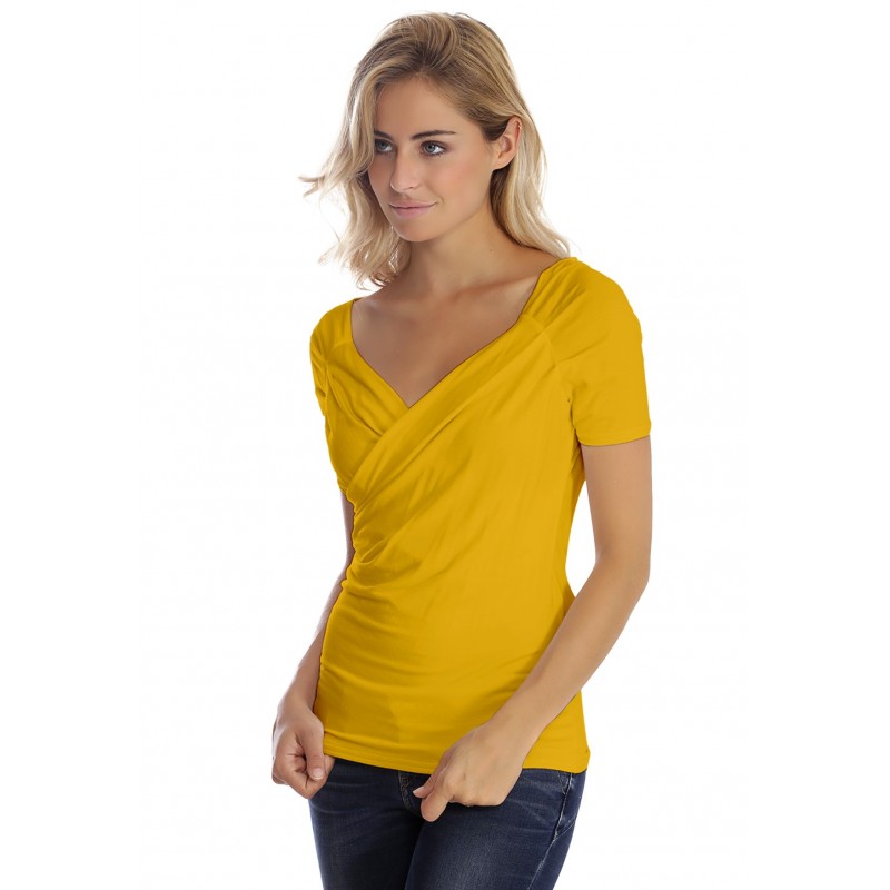 T-shirt cache-coeur manches courtes en modal GERRY01 T-shirt cache-coeur manches courtes en modal GERRY01