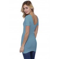 T-shirt long col V doublé manches courtes en modal VIVI08