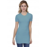 T-shirt long ras du cou doublé devant manches courtes en modal KATIA08