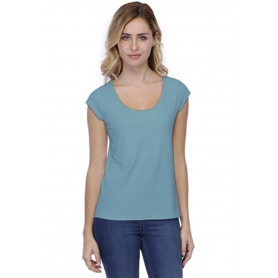 T-shirt coupe droite col rond doublé devant manches capes BIKI02
