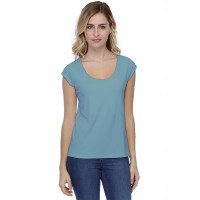 T-shirt coupe droite col rond doublé devant manches capes BIKI02