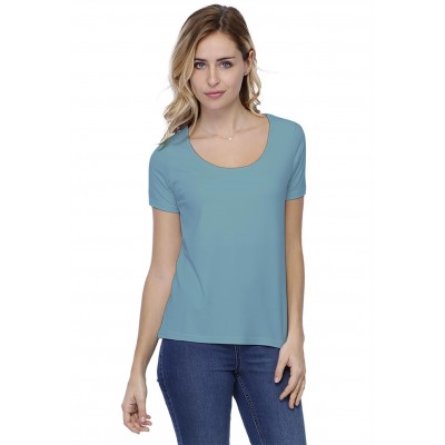 T-shirt coupe droite col rond doublé devant manches courtes BIKI03