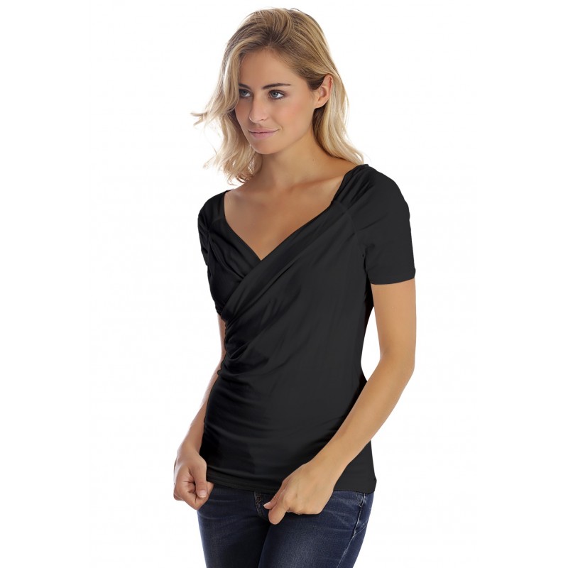 T-shirt cache-coeur manches courtes en modal GERRY01 T-shirt cache-coeur manches courtes en modal GERRY01