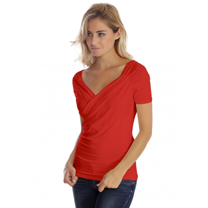 T-shirt cache-coeur manches courtes en modal GERRY01 T-shirt cache-coeur manches courtes en modal GERRY01