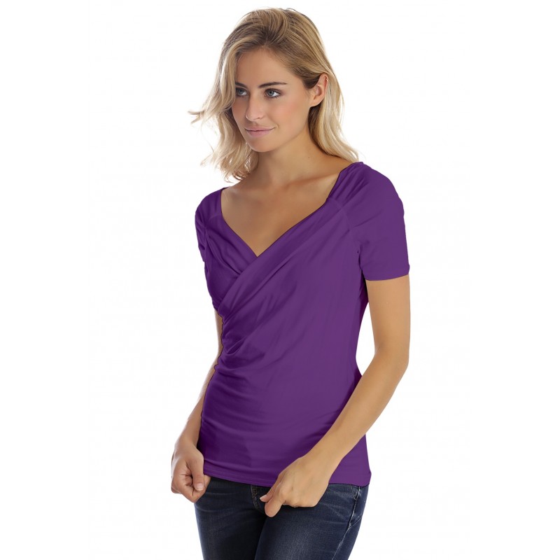 T-shirt cache-coeur manches courtes en modal GERRY01 T-shirt cache-coeur manches courtes en modal GERRY01