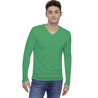 Tee-shirt col V finition colletage manches longues en modal SAMUEL