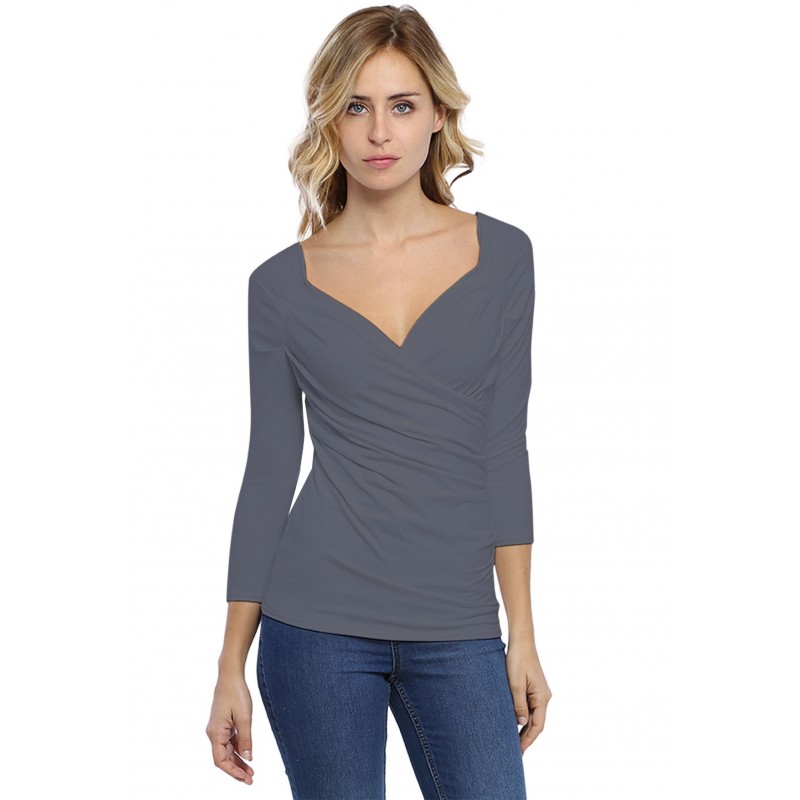 T-shirt cache-coeur manches 3-4 en modal GERRY02 T-shirt cache-coeur manches 3-4 en modal GERRY02