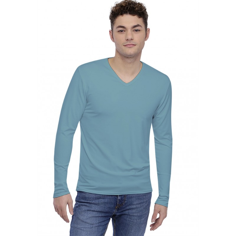 Tee-shirt col V finition colletage manches longues en modal SAMUEL Tee-shirt col V finition colletage manches longues en modal SAMUEL