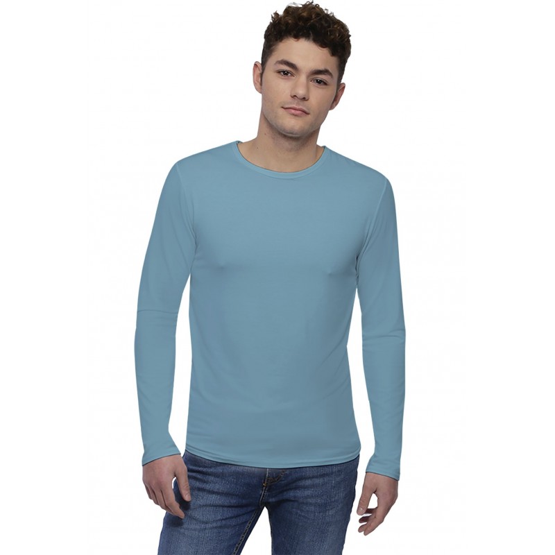 Tee-shirt col rond finition colletage manches longues en modal THOMAS Tee-shirt col rond finition colletage manches longues en modal THOMAS