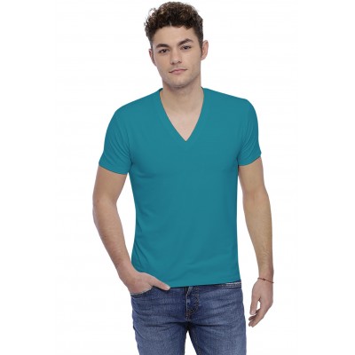 T-shirt col V profond bande rapportée manches courtes en modal JULIEN