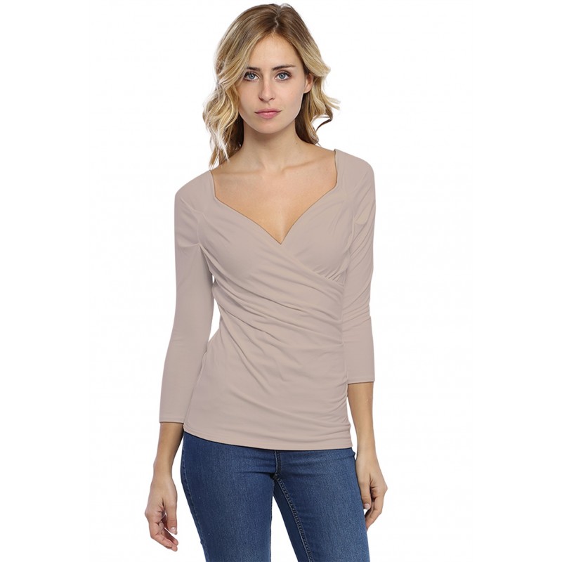T-shirt cache-coeur manches 3-4 en modal GERRY02 T-shirt cache-coeur manches 3-4 en modal GERRY02