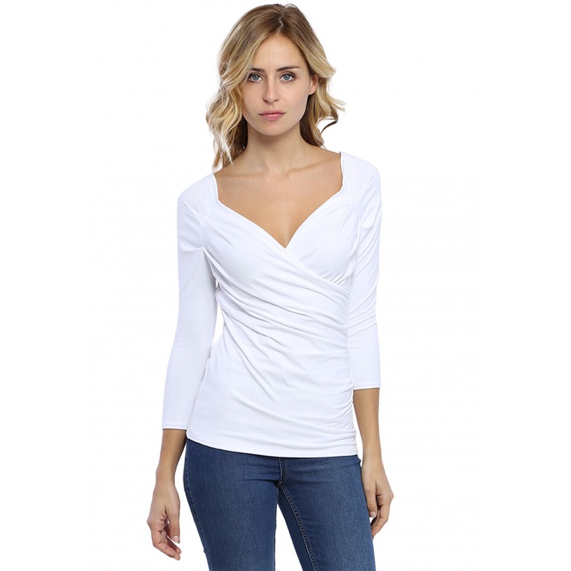 T-shirt cache-coeur manches 3-4 en modal GERRY02 T-shirt cache-coeur manches 3-4 en modal GERRY02