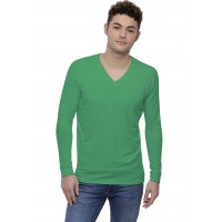 T-shirt col V bande rapportée manches longues raglan en modal DAN