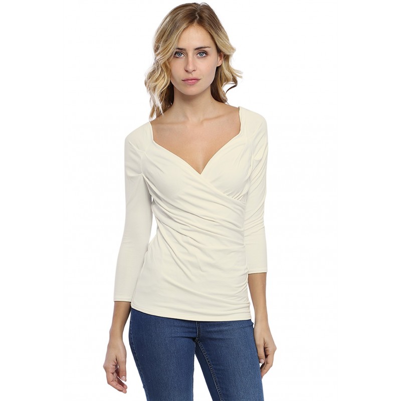 T-shirt cache-coeur manches 3-4 en modal GERRY02 T-shirt cache-coeur manches 3-4 en modal GERRY02