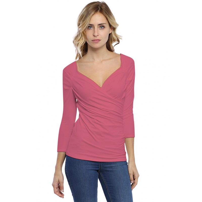 T-shirt cache-coeur manches 3-4 en modal GERRY02 T-shirt cache-coeur manches 3-4 en modal GERRY02