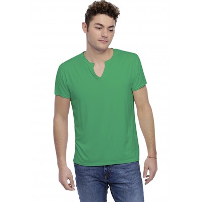 T-shirt col tunisien boutonné manches courtes en modal PAUL