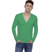 T-shirt col V profond boutonné manches longues en modal PATRICK