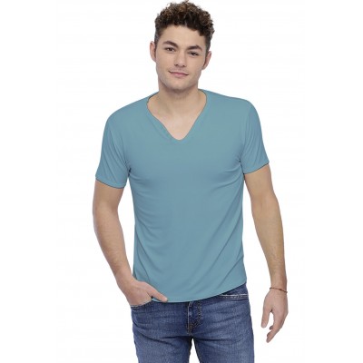 T-shirt col V boutonné manches courtes en modal LIAM