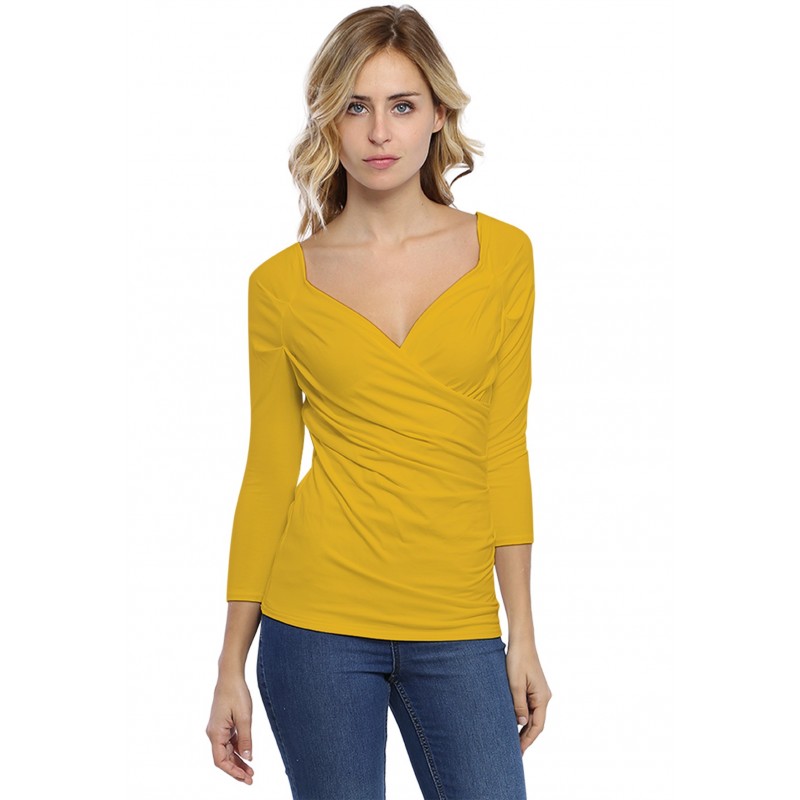 T-shirt cache-coeur manches 3-4 en modal GERRY02 T-shirt cache-coeur manches 3-4 en modal GERRY02