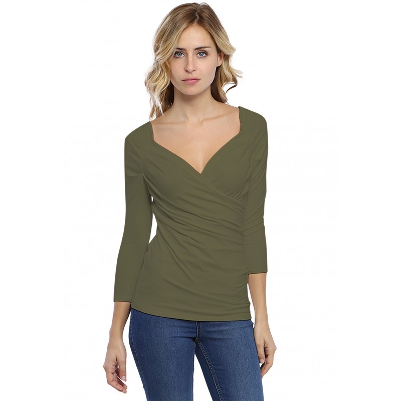 T-shirt cache-coeur manches 3-4 en modal GERRY02 T-shirt cache-coeur manches 3-4 en modal GERRY02