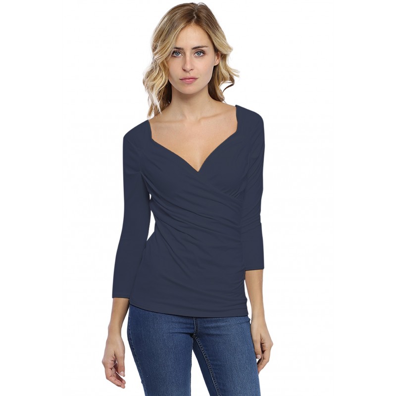 T-shirt cache-coeur manches 3-4 en modal GERRY02 T-shirt cache-coeur manches 3-4 en modal GERRY02