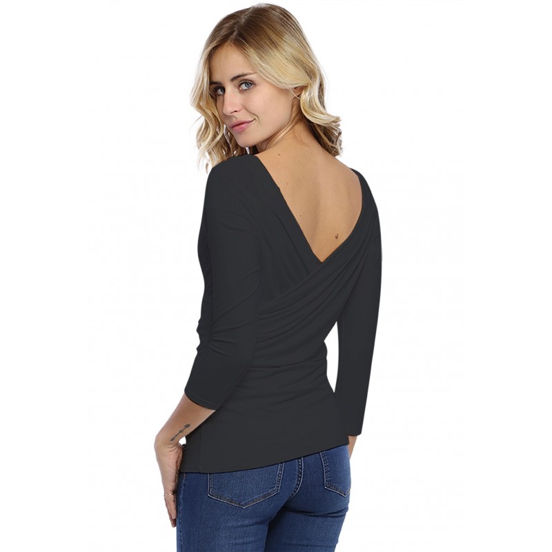 T-shirt cache-coeur manches 3-4 en modal GERRY02 T-shirt cache-coeur manches 3-4 en modal GERRY02