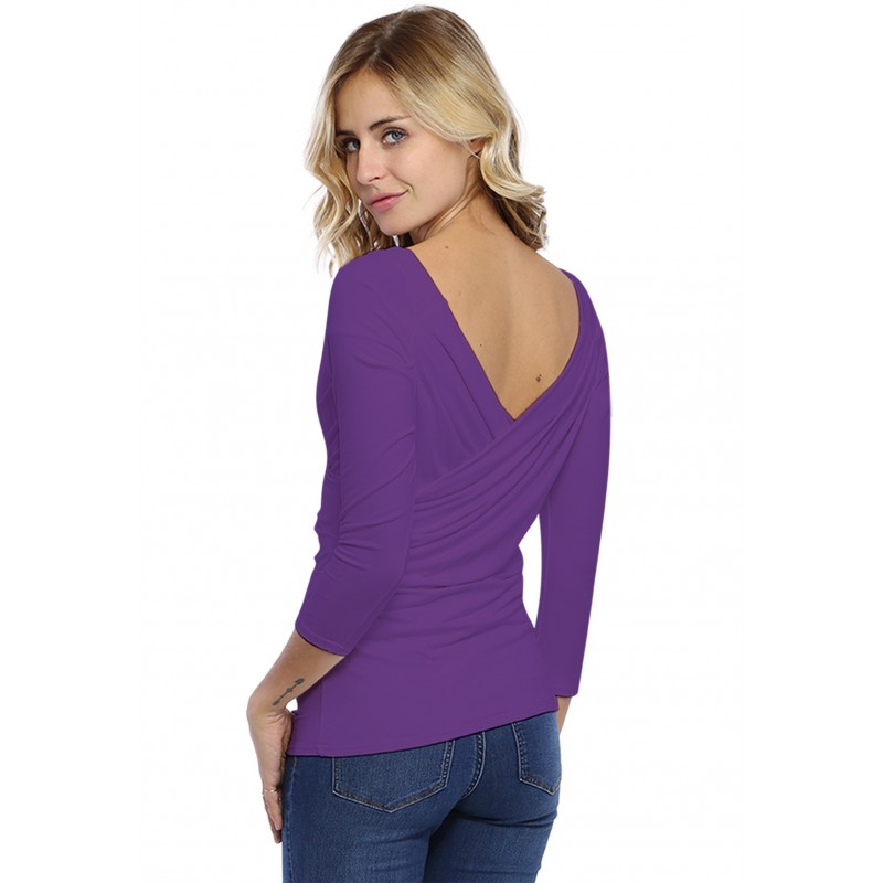 T-shirt cache-coeur manches 3-4 en modal GERRY02 T-shirt cache-coeur manches 3-4 en modal GERRY02