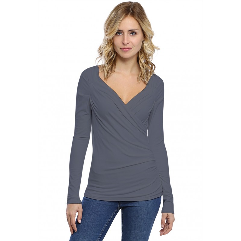 T-shirt cache coeur manches longues en modal GERRY03 T-shirt cache coeur manches longues en modal GERRY03